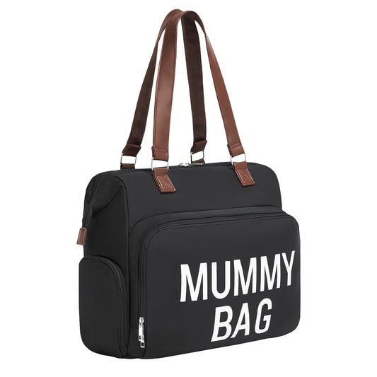 BCK2503 - Kono Large Nappy Changing Tote Bag with Shoe Compartment, Insulated Pockets & Waterproof Zip Pocket - Black