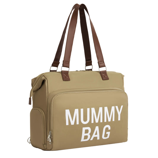 BCK2503 - Kono Large Nappy Changing Tote Bag with Shoe Compartment, Insulated Pockets & Waterproof Zip Pocket - Khaki