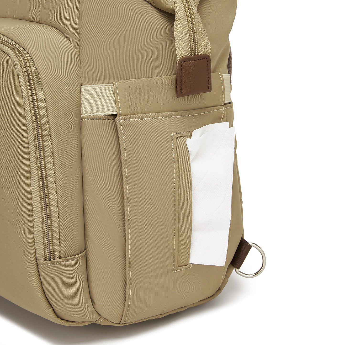 BCK2503 - Kono Large Nappy Changing Tote Bag with Shoe Compartment, Insulated Pockets & Waterproof Zip Pocket - Khaki