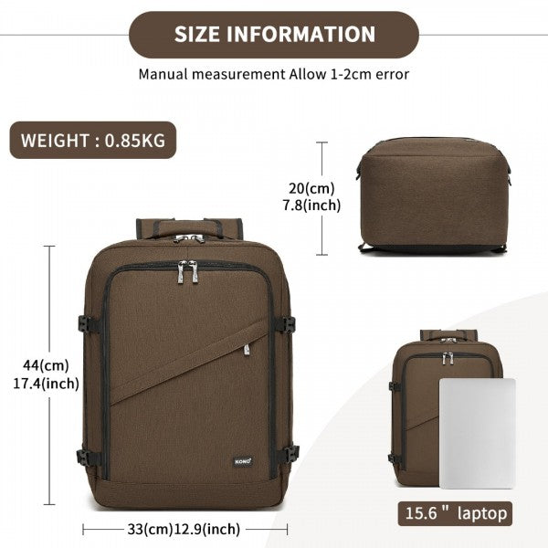 BPK2531M - Kono Multi-purpose Business Medium-sized Backpack–Fits 15.6" Laptop, Ideal for Work, Travel & Daily Commute - Brown