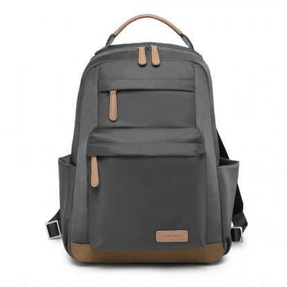 BPM2431 - Miss Lulu Stylish Backpack with Laptop Sleeve and Multiple Pockets and Trolley Sleeve - Beige And Brown