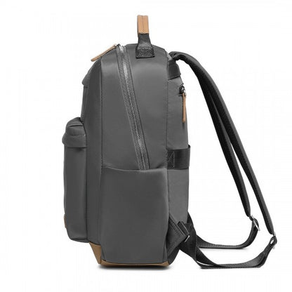 BPM2431 - Miss Lulu Stylish Backpack with Laptop Sleeve and Multiple Pockets and Trolley Sleeve - Beige And Brown