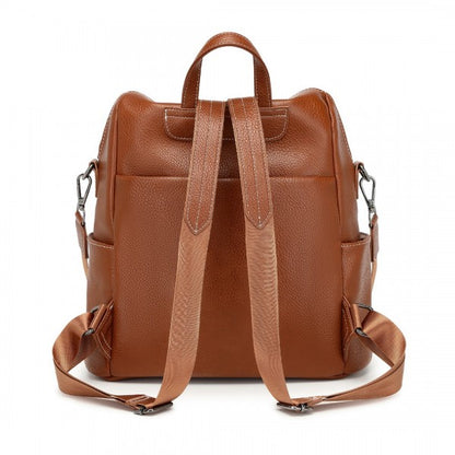 BPM2438 - Miss Lulu Women's Convertible PU Leather Backpack & Shoulder Bag – Versatile 2-in-1 Design - Black