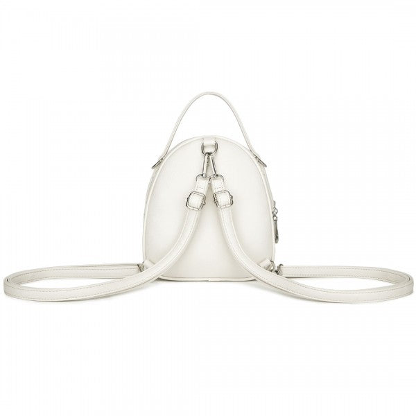 BPM2450 - Miss Lulu Convertible Mini Backpack for Women - PU Leather 3-in-1 Small Handbag, Crossbody Bag & Shoulder Backpack - Beige