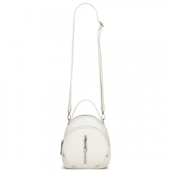 BPM2450 - Miss Lulu Convertible Mini Backpack for Women - PU Leather 3-in-1 Small Handbag, Crossbody Bag & Shoulder Backpack - Beige
