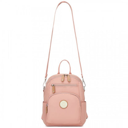 BPM2451 - Miss Lulu 3-in-1 Convertible Backpack with Removable Long Strap – Wear as Backpack, Shoulder or Crossbody Bag - Beige