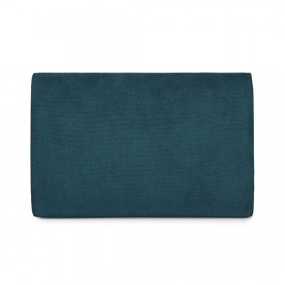 CLM2458 - Miss Lulu Elegant Faux Suede Evening Clutch with Crystal Flower & Detachable Chain Strap - Black