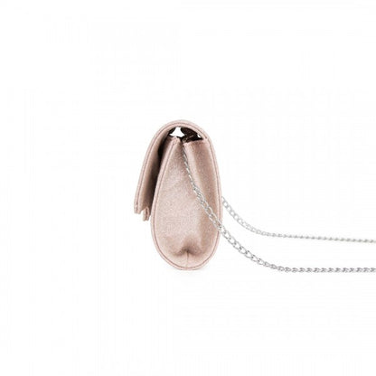 CLM2461 - Miss Lulu Glitter Evening Clutch with Crystal Embellishment & Detachable Chain Strap - Elegant Crossbody or Handheld Bag