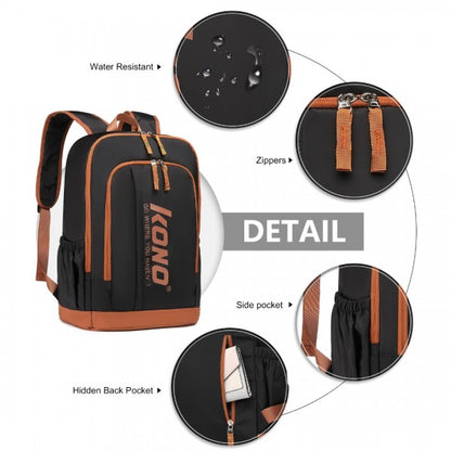 EB2325 - Kono Contrasting Colors Waterproof Casual Backpack With Laptop Compartment - Beig