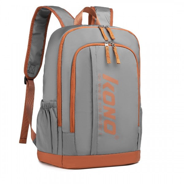 EB2325 - Kono Contrasting Colors Waterproof Casual Backpack With Laptop Compartment - Beig