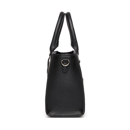 HBM2463 - MISS LULU PU Leather Three-Tone Stitched Shoulder Handbag - Stylish Daily Bag with Adjustable Strap - Pink