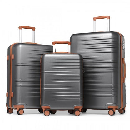 K2391L - British Traveller 3 Pcs Set Durable Polycarbonate and ABS Hard Shell Suitcase With TSA Lock