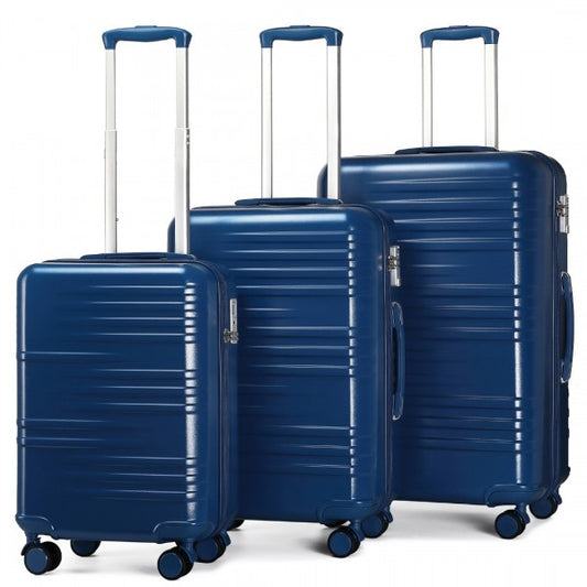 K2391L - British Traveller 3 Pcs Set Durable Polycarbonate and ABS Hard Shell Suitcase With TSA Lock