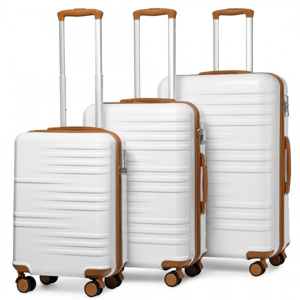 K2391L - British Traveller 3 Pcs Set Durable Polycarbonate and ABS Hard Shell Suitcase With TSA Lock