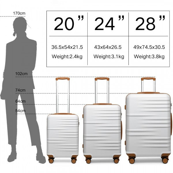 K2391L - British Traveller 3 Pcs Set Durable Polycarbonate and ABS Hard Shell Suitcase With TSA Lock