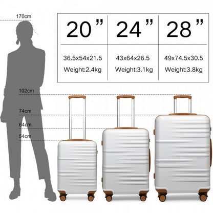 K2391L - British Traveller 3 Pcs Set Durable Polycarbonate and ABS Hard Shell Suitcase With TSA Lock