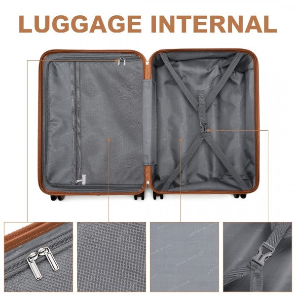 K2391L - British Traveller 3 Pcs Set Durable Polycarbonate and ABS Hard Shell Suitcase With TSA Lock