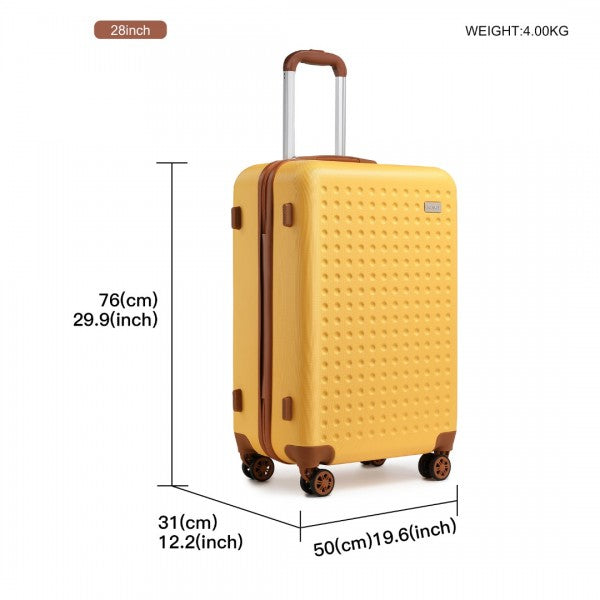 K2394L - Kono 28 Inch Flexible Hard Shell ABS Suitcase With TSA Lock - Cream