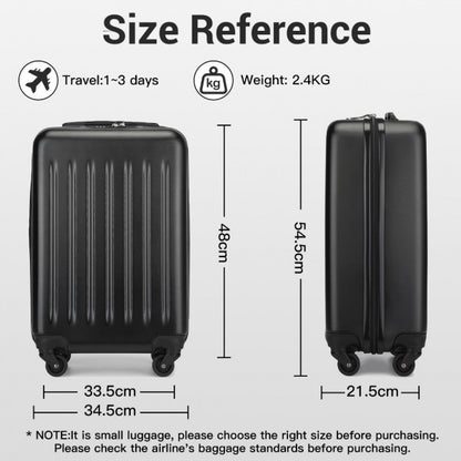 KSK2477 - Kono Premium 3-Piece Vertical Textured Hard-Shell ABS Luggage Set with 3-Digit Lock & TPE Silent Wheels - Black