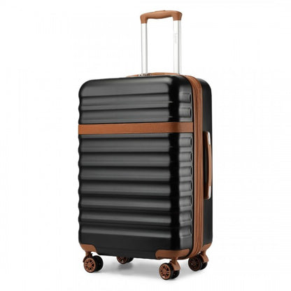 KSK2484 - Kono 3-Piece Expandable Luggage Set 20"/24"/28" Durable Hard Shell ABS+PC Suitcases with TSA Lock for Secure Travel - Black and Brown