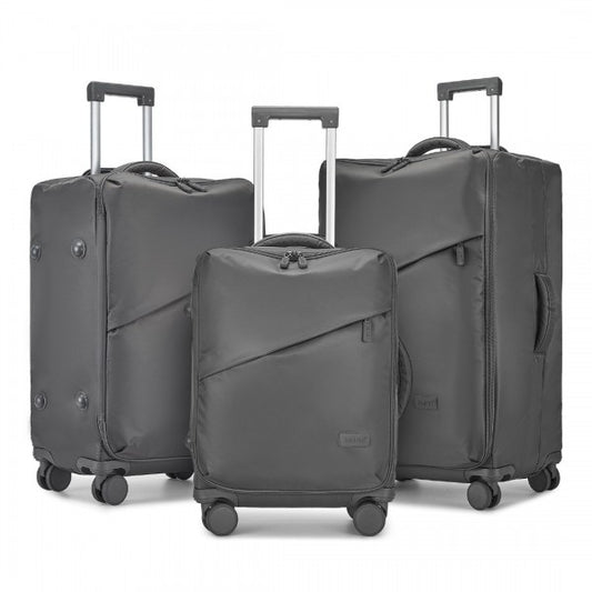 KSK2491 - Kono 3-Piece 20/24/28 Inch Lightweight Durable Soft Shell Suitcase Set with TSA Lock and Separate Wet/Dry Compartment - Grey