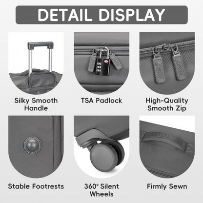KSK2491 - Kono 3-Piece 20/24/28 Inch Lightweight Durable Soft Shell Suitcase Set with TSA Lock and Separate Wet/Dry Compartment - Grey