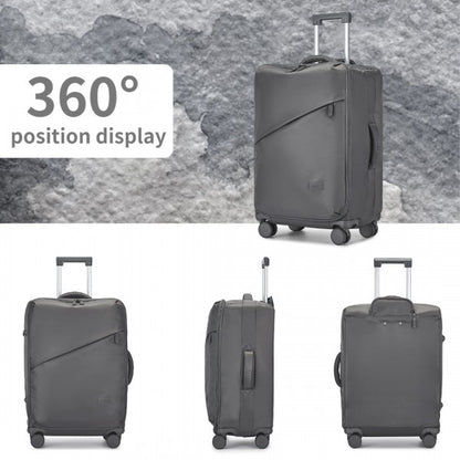 KSK2491 - Kono 3-Piece 20/24/28 Inch Lightweight Durable Soft Shell Suitcase Set with TSA Lock and Separate Wet/Dry Compartment - Grey