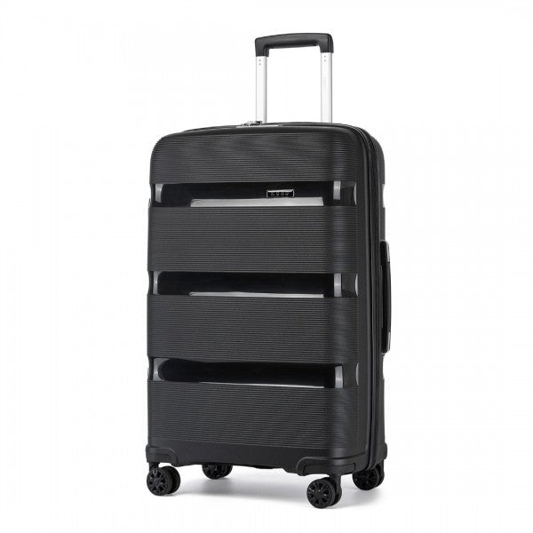 KSK2492 - Kono 28-Inch PP Hardshell Checked Luggage–Large Lightweight Suitcase with TSA Lock, 360° Spinner Wheels - Black