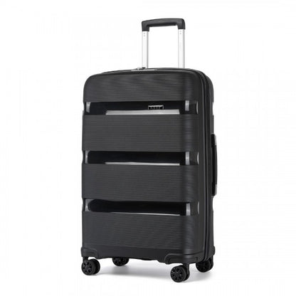 KSK2492 - Kono 28-Inch PP Hardshell Checked Luggage–Large Lightweight Suitcase with TSA Lock, 360° Spinner Wheels - Black