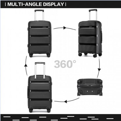 KSK2492 - Kono 24-Inch PP Hardshell Suitcase–Durable Checked Luggage with TSA Lock & 360° Spinner Silent Wheels - Black