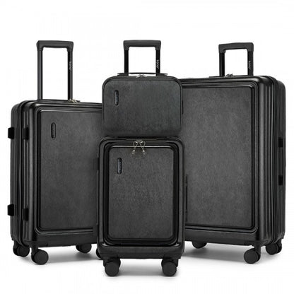 KSK2493 - Kono Durable ABS+PC Hardshell Luggage Set with TSA Lock 360° Spinner Wheels 4-Piece Set 20/24/28 And Vanity Case - Black