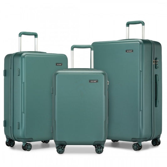 KSK2494 - Kono 3-Piece Minimalist Hard Shell ABS+PC Luggage Set with TSA Lock and 360° Spinner Wheels - Military Green