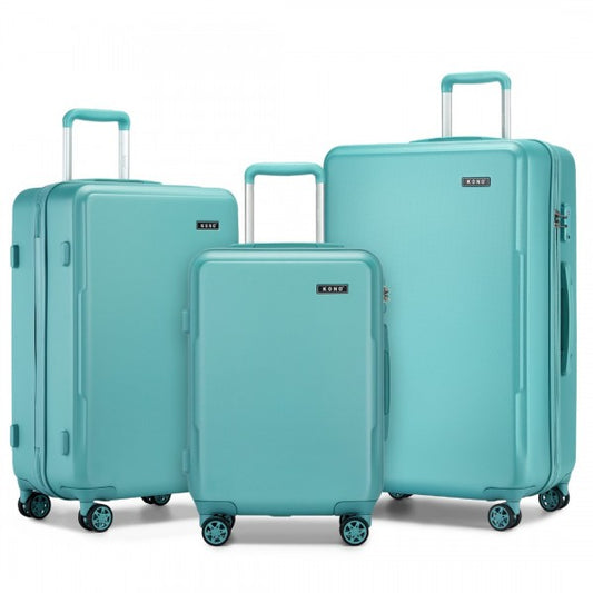 KSK2494 - Kono 3-Piece Minimalist Hard Shell ABS+PC Luggage Set with TSA Lock and 360° Spinner Wheels - Blue