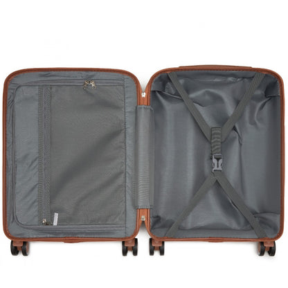 KSK2591 - Kono 20-Inch PP Modern Scratch-Resistant Cabin Suitcase with TSA Lock & Stylish Brown Accents - Black and Brown