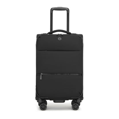 KSN2593 - 20 inch Women's Lightweight Softshell Suitcase with Spinner Wheels and Spacious Compartments - Black