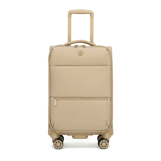 KSN2593 - 20 inch Women's Lightweight Softshell Suitcase with Spinner Wheels and Spacious Compartments - Khaki