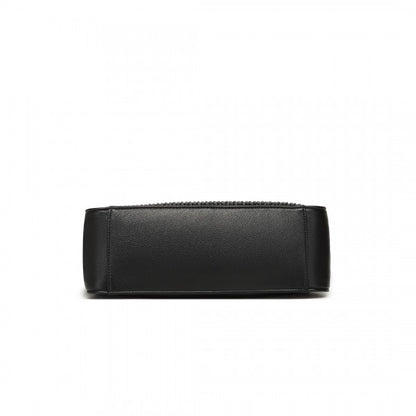 LB2317 - Miss Lulu Casual Shoulder Bag With Stylish Pleated Design - Black