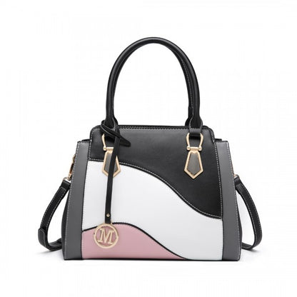 LG2254 - Miss Lulu Pretty Colour Combination Leather Handbag Tote Bag