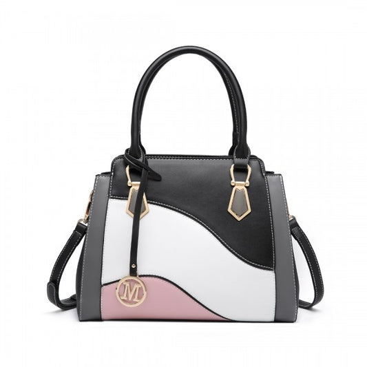 LG2254 - Miss Lulu Pretty Colour Combination Leather Handbag Tote Bag