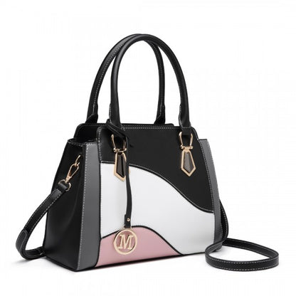 LG2254 - Miss Lulu Pretty Colour Combination Leather Handbag Tote Bag