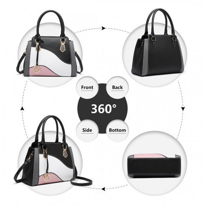 LG2254 - Miss Lulu Pretty Colour Combination Leather Handbag Tote Bag