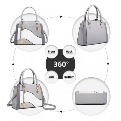LG2254 - Miss Lulu Pretty Colour Combination Leather Handbag Tote Bag