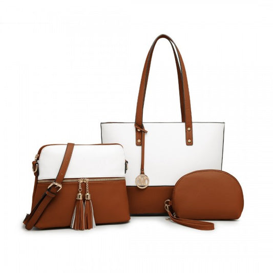 LG2023 - Miss Lulu Elegant 3-Piece Leather Look Tote Bag Set - Versatile & Chic for Every Occasion -
