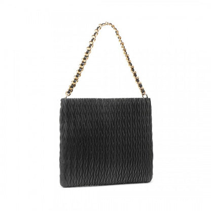 LG2338 - Miss Lulu Sophisticated Embossed PU Leather Commuter Shoulder Bag With Chain Strap - Camel