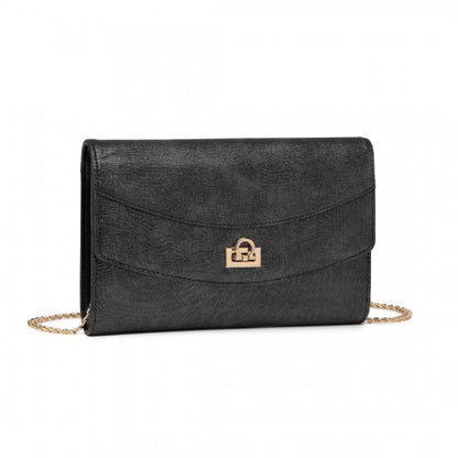 LP2219 - Miss Lulu Elegant Flap Clutch Leather Chain Evening Bag