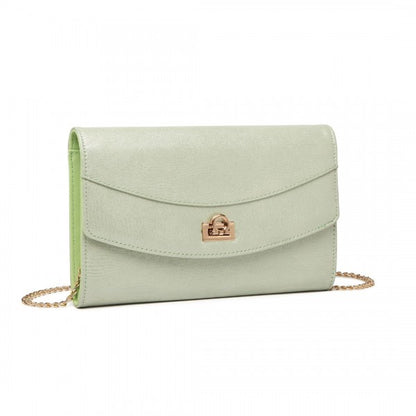 LP2219 - Miss Lulu Elegant Flap Clutch Leather Chain Evening Bag