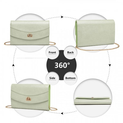LP2219 - Miss Lulu Elegant Flap Clutch Leather Chain Evening Bag