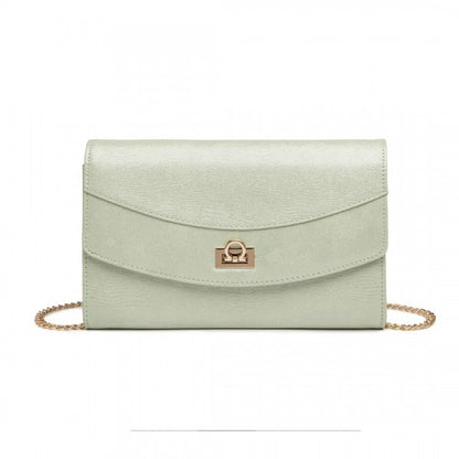 LP2219 - Miss Lulu Elegant Flap Clutch Leather Chain Evening Bag