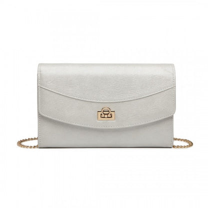 LP2219 - Miss Lulu Elegant Flap Clutch Leather Chain Evening Bag