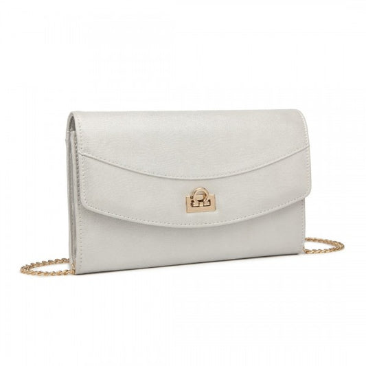 LP2219 - Miss Lulu Elegant Flap Clutch Leather Chain Evening Bag
